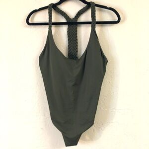 Touche One Piece Swim Suit Size Large Olive Green Beach Hawaii Vacation Travel